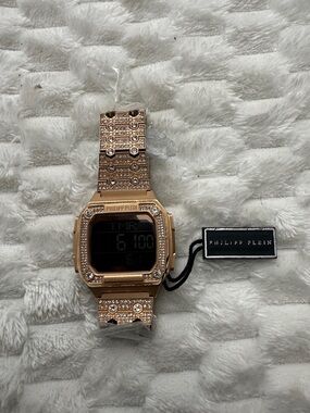 Philipp Plein Rose Gold Crystal Digital Bracelet Watch